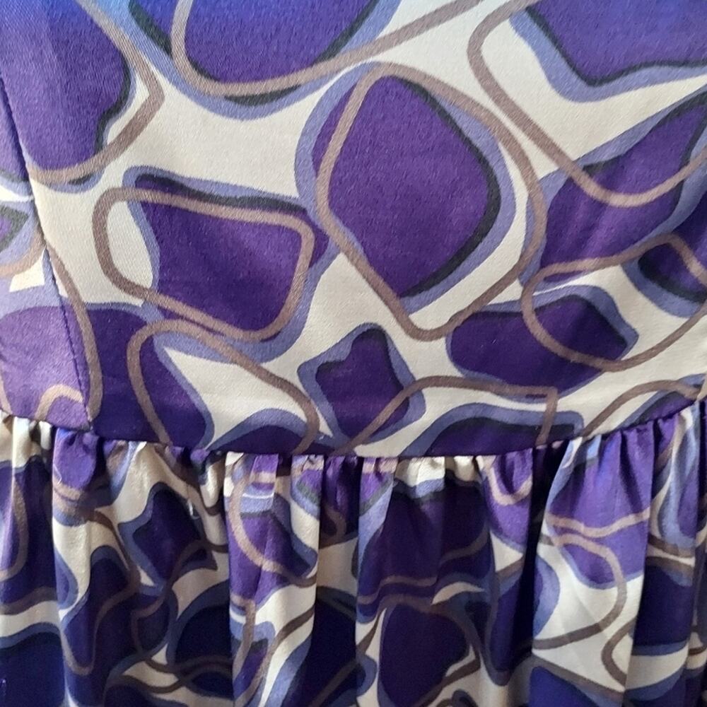 Vertigo Paris Sleeveless A-line Purple Geometric Mini Dress Pockets Size Medium - Picture 6 of 9